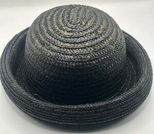 Arlin Black Woven Straw Fedora Hat One Size